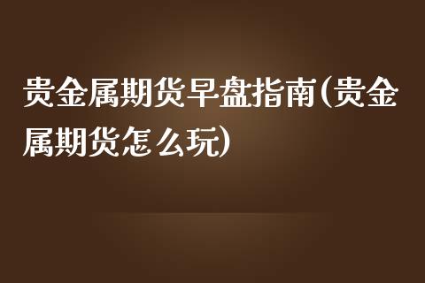 贵金属期货早盘指南(贵金属期货怎么玩)_https://gj1.wpmee.com_国际期货行情_第1张