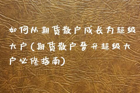 如何从期货散户成长为超级大户(期货散户晋升超级大户必修指南)_https://gj1.wpmee.com_国际期货_第1张