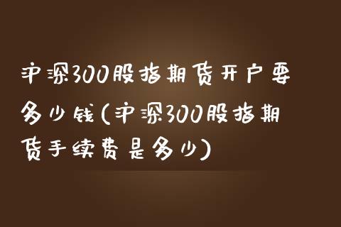 沪深300股指期货开户要多少钱(沪深300股指期货手续费是多少)_https://gj1.wpmee.com_国际期货_第1张