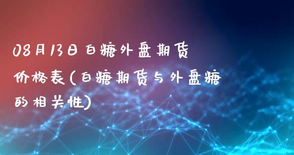 08月13日白糖外盘期货价格表(白糖期货与外盘糖的相关性)_https://gj1.wpmee.com_国际期货_第1张