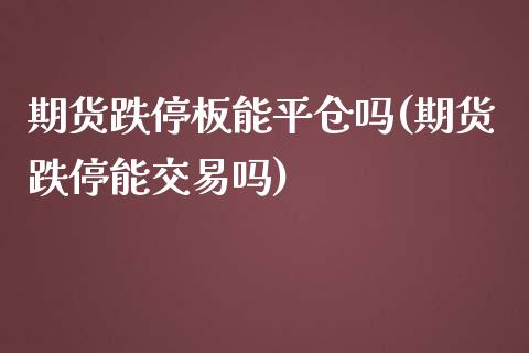 期货跌停板能平仓吗(期货跌停能交易吗)_https://gj1.wpmee.com_国际期货_第1张