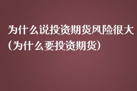 为什么说投资期货风险很大(为什么要投资期货)_https://gj1.wpmee.com_国际期货百科_第1张