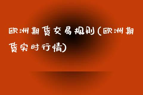 欧洲期货交易规则(欧洲期货实时行情)_https://gj1.wpmee.com_国际期货_第1张