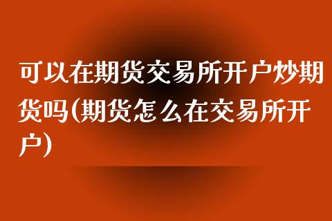 可以在期货交易所开户炒期货吗(期货怎么在交易所开户)_https://gj1.wpmee.com_国际期货_第1张