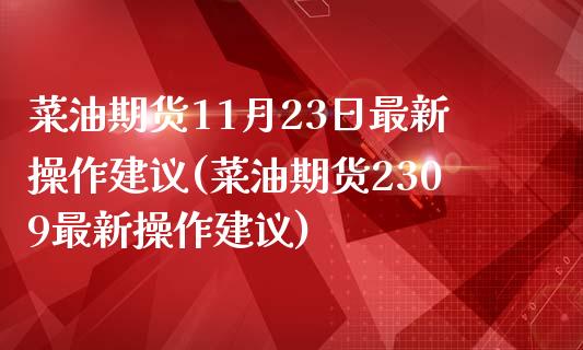 菜油期货11月23日最新操作建议(菜油期货2309最新操作建议)_https://gj1.wpmee.com_国际期货_第1张