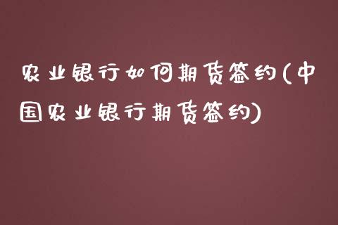 农业银行如何期货签约(中国农业银行期货签约)_https://gj1.wpmee.com_国际期货_第1张