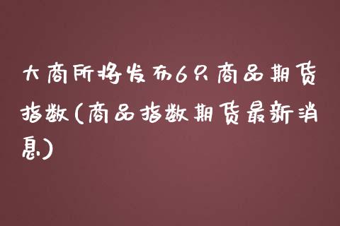 大商所将发布6只商品期货指数(商品指数期货最新消息)_https://gj1.wpmee.com_国际期货_第1张