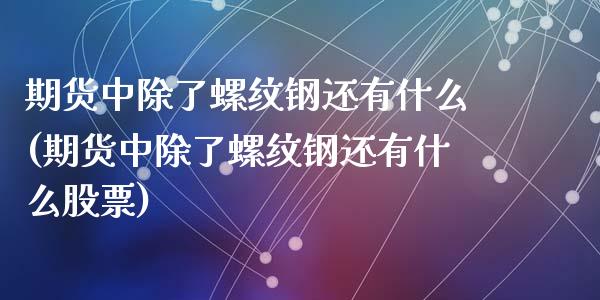 期货中除了螺纹钢还有什么(期货中除了螺纹钢还有什么股票)_https://gj1.wpmee.com_国际期货_第1张