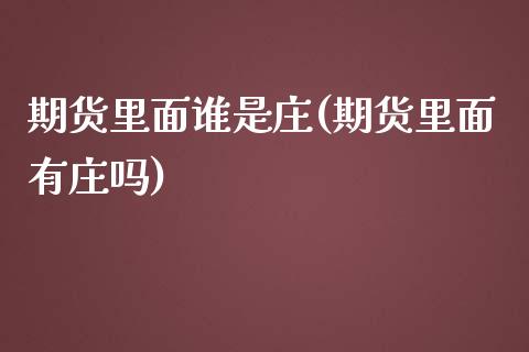 期货里面谁是庄(期货里面有庄吗)_https://gj1.wpmee.com_国际期货_第1张