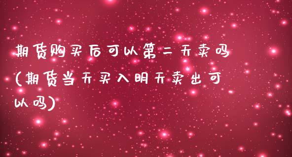 期货购买后可以第二天卖吗(期货当天买入明天卖出可以吗)_https://gj1.wpmee.com_国际期货_第1张