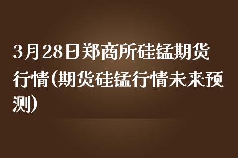 3月28日郑商所硅锰期货行情(期货硅锰行情未来预测)_https://gj1.wpmee.com_国际期货_第1张