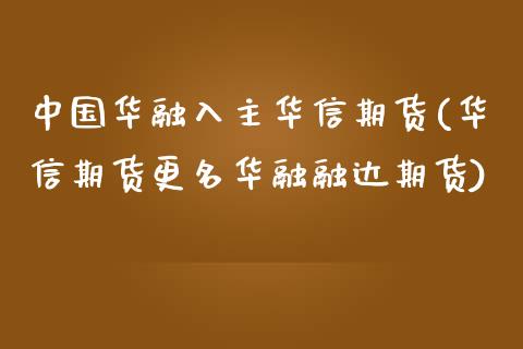 中国华融入主华信期货(华信期货更名华融融达期货)_https://gj1.wpmee.com_国际期货_第1张