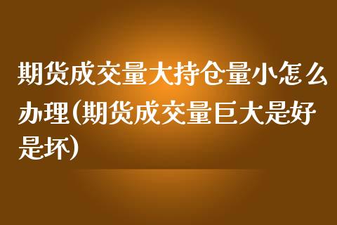 期货成交量大持仓量小怎么办理(期货成交量巨大是好是坏)_https://gj1.wpmee.com_国际期货_第1张