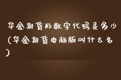 华金期货的数字代码是多少(华金期货电脑版叫什么名)_https://gj1.wpmee.com_国际期货_第1张