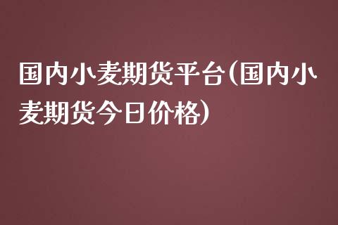 国内小麦期货平台(国内小麦期货今日价格)_https://gj1.wpmee.com_国际期货_第1张