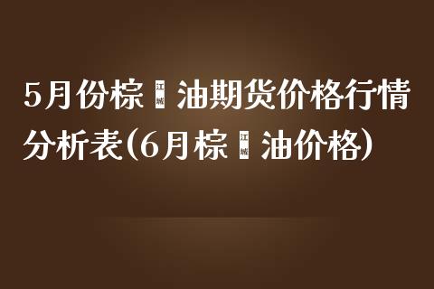 5月份棕榈油期货价格行情分析表(6月棕榈油价格)_https://gj1.wpmee.com_国际期货_第1张