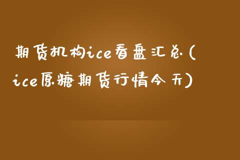 期货机构ice看盘汇总(ice原糖期货行情今天)_https://gj1.wpmee.com_国际期货行情_第1张
