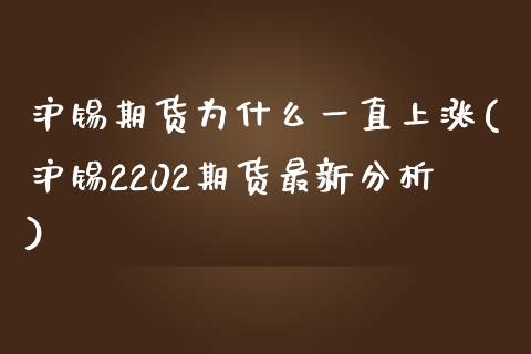 沪锡期货为什么一直上涨(沪锡2202期货最新分析)_https://gj1.wpmee.com_国际期货_第1张