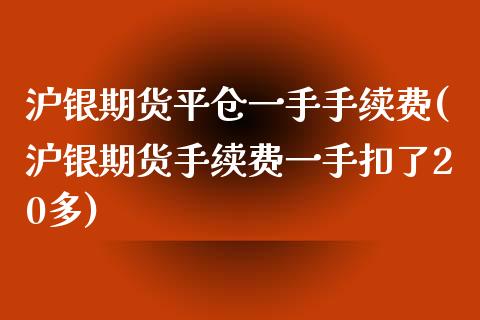 沪银期货平仓一手手续费(沪银期货手续费一手扣了20多)_https://gj1.wpmee.com_国际期货_第1张