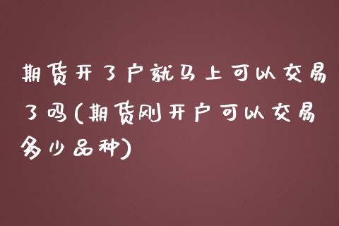 期货开了户就马上可以交易了吗(期货刚开户可以交易多少品种)_https://gj1.wpmee.com_国际期货_第1张