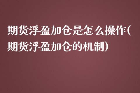 期货浮盈加仓是怎么操作(期货浮盈加仓的机制)_https://gj1.wpmee.com_国际期货_第1张