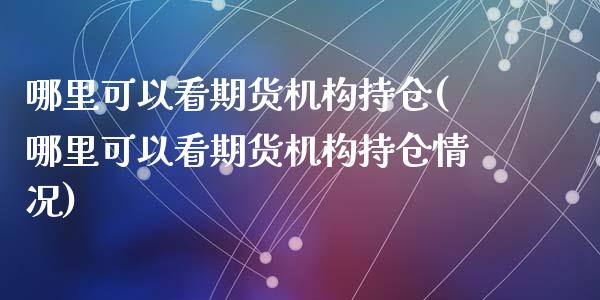 哪里可以看期货机构持仓(哪里可以看期货机构持仓情况)_https://gj1.wpmee.com_国际期货_第1张