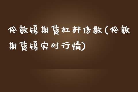 伦敦镍期货杠杆倍数(伦敦期货镍实时行情)_https://gj1.wpmee.com_国际期货_第1张