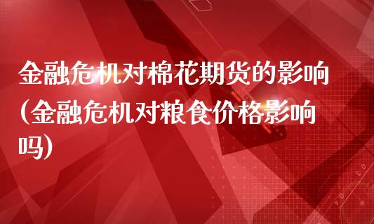 金融危机对棉花期货的影响(金融危机对粮食价格影响吗)_https://gj1.wpmee.com_国际期货_第1张