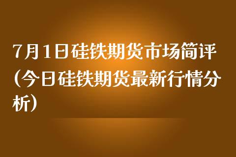 7月1日硅铁期货市场简评(今日硅铁期货最新行情分析)_https://gj1.wpmee.com_国际期货_第1张