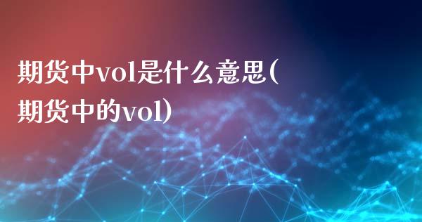 期货中vol是什么意思(期货中的vol)_https://gj1.wpmee.com_国际期货行情_第1张