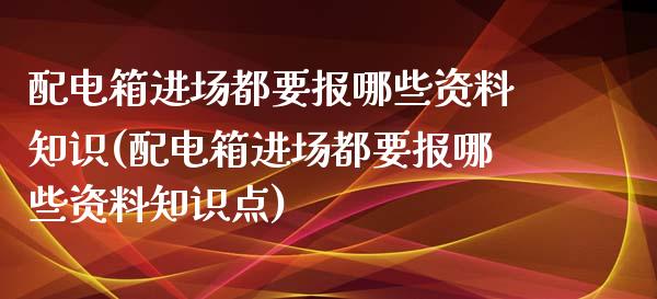 配电箱进场都要报哪些资料知识(配电箱进场都要报哪些资料知识点)_https://gj1.wpmee.com_国际期货_第1张