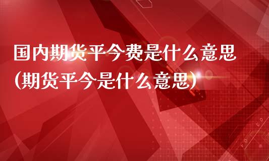 国内期货平今费是什么意思(期货平今是什么意思)_https://gj1.wpmee.com_国际期货_第1张